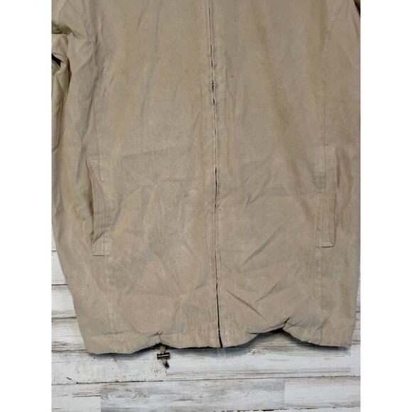 London Fog Mens Lightweight Jacket Tan Lg w/ Removable Hood & Drawstring Waist - Picture 3 of 10